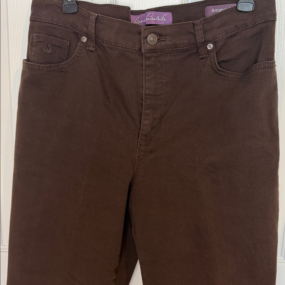 Gloria Vanderbilt Women's  Amanda High Rise Dark Brown Jeans five pockets button - Picture 4 of 5